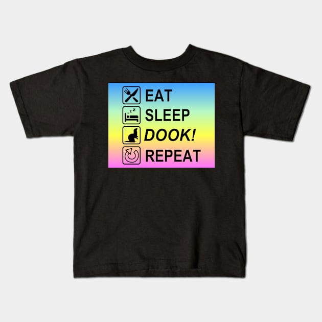 Eat Sleep Dook! Repeat Rainbow Ferret Kids T-Shirt by CeeGunn